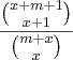 \frac{\binom{x+m+1}{x+1}}{\binom{m+x}{x}}