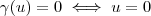 \gamma(u) = 0 \iff u = 0