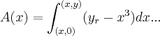 A(x)=\int_{(x,0)}^{(x,y)}({y}_{r}-{x}^{3})dx...