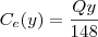C_e(y)=\frac{Qy}{148} C_e(y)=\frac{Qy}{148}