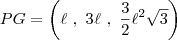 PG = \left(\ell~,~3\ell~,~\frac{3}{2}\ell^2\sqrt{3} \right)