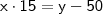 \mathsf{x \cdot 15 = y - 50}