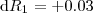 \mathrm{d} R_1 = + 0.03