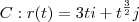 C:  r(t)  =  3t i + t^ \frac{3}{2}j