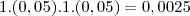 1.(0,05).1.(0,05)=0,0025 1.(0,05).1.(0,05)=0,0025