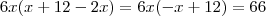 6x(x+12-2x)= 6x(-x+12)=66