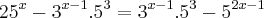 {25}^{x}-{3}^{x-1}.{5}^{3}={3}^{x-1}.{5}^{3}-{5}^{2x-1} {25}^{x}-{3}^{x-1}.{5}^{3}={3}^{x-1}.{5}^{3}-{5}^{2x-1}