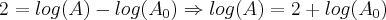 2=log(A)-log({A}_{0})\Rightarrow log(A)=2+log({A}_{0})