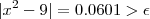 |x^2 -9| = 0.0601 > \epsilon