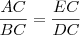 \frac{AC}{BC}=\frac{EC}{DC}