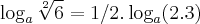 \log_a\sqrt[2]{6} = 1/2.\log_a (2.3)