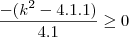 \frac{-(k^2-4.1.1)}{4.1} \geq 0 \frac{-(k^2-4.1.1)}{4.1} \geq 0
