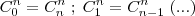 C_0^n = C_n^n \; ; \; C_1^n = C_{n-1}^n \; (...)