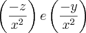 \left(\frac{-z}{{x}^{2}} \right) e \left(\frac{-y}{{x}^{2}} \right)