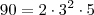 90=2\cdot3^2\cdot5 90=2\cdot3^2\cdot5