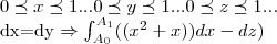 0 \preceq x \preceq 1...0\preceq y \preceq 1...0\preceq z\preceq 1...
dx=dy \Rightarrow \int_{{A}_{0}}^{{A}_{1}}(({x}^{2}+x))dx-dz) 0 \preceq x \preceq 1...0\preceq y \preceq 1...0\preceq z\preceq 1...
dx=dy \Rightarrow \int_{{A}_{0}}^{{A}_{1}}(({x}^{2}+x))dx-dz)