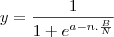 y=\frac{1}{1+e^{a-n.\frac{B}{N}}}