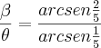 \frac{\beta}{\theta} = \frac{arcsen \frac{2}{5}}{arcsen\frac{1}{5}}