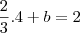 \frac{2}{3}.4+b=2 \frac{2}{3}.4+b=2