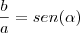 \frac{b}{a} = sen( \alpha ) \frac{b}{a} = sen( \alpha )