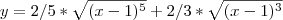y=2/5*\sqrt{(x-1)^5}+2/3*\sqrt{(x-1)^3}
