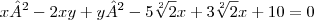 x²-2xy+y²-5\sqrt[2]{2} x +3\sqrt[2]{2} x+10=0