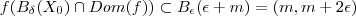 f(B_{\delta}(X_0) \cap Dom(f)) \subset B_{\epsilon}(\epsilon + m)  = (m , m + 2\epsilon)