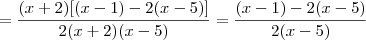 =\frac{(x + 2)[(x -1) - 2(x - 5)]}{2 (x + 2) (x - 5)} = \frac{(x -1) - 2(x - 5)}{2(x - 5)}