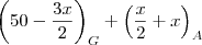 \left(50-\frac{3x}{2} \right)_G + \left(\frac{x}{2} + x \right) _A