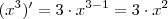 ( x^3  )'  =    3 \cdot x^{3 - 1}  =  3 \cdot x^2