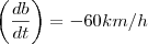 \left(\frac{db}{dt} \right)=-60km/h