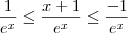 \frac{1}{e^x} \leq \frac{x+1}{e^x} \leq \frac{-1}{e^x}