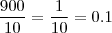 \frac{900}{10} = \frac{1}{10} = 0.1 \frac{900}{10} = \frac{1}{10} = 0.1