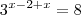 3^{x-2+x}=8