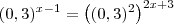 (0,3)^{x-1}=\left((0,3)^2\right)^{2x+3}
