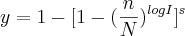 y=1-[{1-{(\frac{n}{N}})^{logI}]^{s}