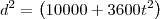 d^2=\left(10000+3600t^2\right)