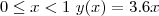 0\leq x <1\ y(x)=3.6x