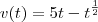 v(t)=5t-t^{\frac{1}{2}}