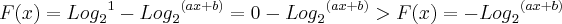 F(x) = {{Log}_{2}}^{1} - {{Log}_{2}}^{(ax + b)} = 0 - {{Log}_{2}}^{(ax + b)} > F(x) = - {{Log}_{2}}^{(ax + b)} F(x) = {{Log}_{2}}^{1} - {{Log}_{2}}^{(ax + b)} = 0 - {{Log}_{2}}^{(ax + b)} > F(x) = - {{Log}_{2}}^{(ax + b)}