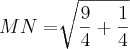 MN=\sqrt[]{\frac{9}{4}+\frac{1}{4}}