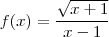 f(x) = \frac{\sqrt{x+1}}{x-1} f(x) = \frac{\sqrt{x+1}}{x-1}
