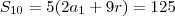 S_{10} = 5(2a_1 +9r) = 125