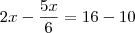 2x-\frac{5x}{6}=16-10