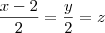 \frac{x-2}{2} = \frac{y}{2} = z