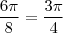 \frac{6 \pi}{8}=\frac{3 \pi}{4}