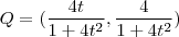 Q = ( \frac{4t}{1+4t^2} , \frac{4}{1+4t^2} )