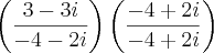 \left(\frac{3-3i}{-4-2i} \right)\left(\frac{-4+2i}{-4+2i} \right) \left(\frac{3-3i}{-4-2i} \right)\left(\frac{-4+2i}{-4+2i} \right)