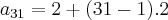 {a}_{31}=2+(31-1).2