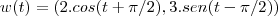 w(t)=(2.cos(t+\pi/2),3.sen(t-\pi/2))